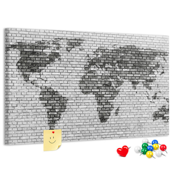 Cork board Brick Wall World Map