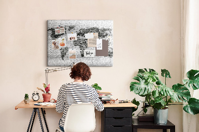 Cork board Brick Wall World Map