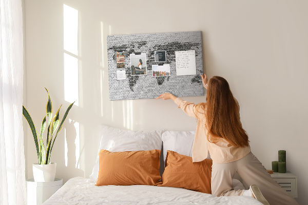 Cork board Brick Wall World Map