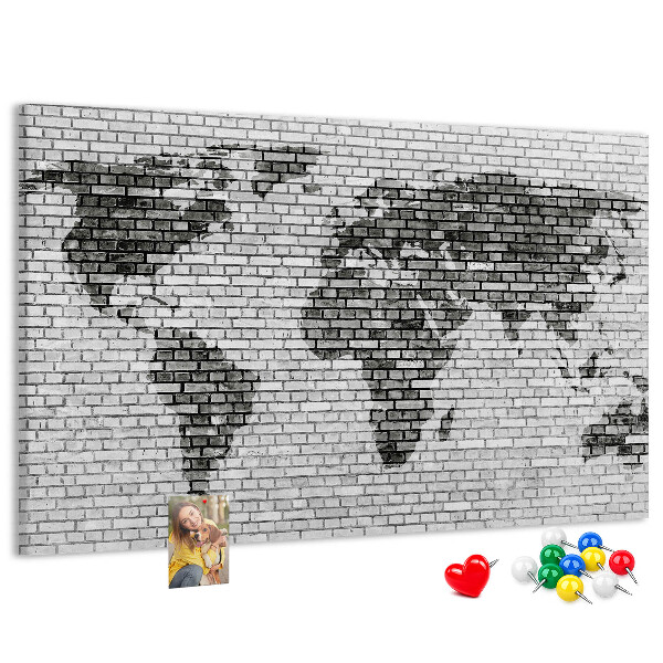 Cork board Brick Wall World Map
