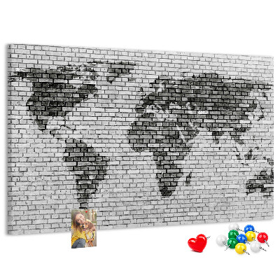Cork board Brick Wall World Map