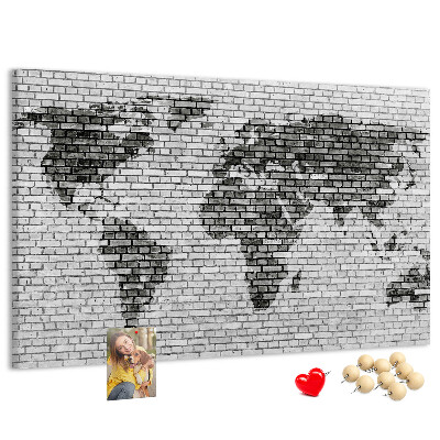 Cork board Brick Wall World Map