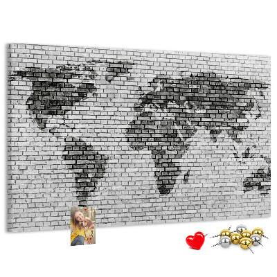 Cork board Brick Wall World Map