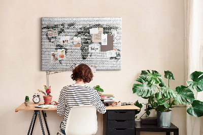 Cork board Brick Wall World Map