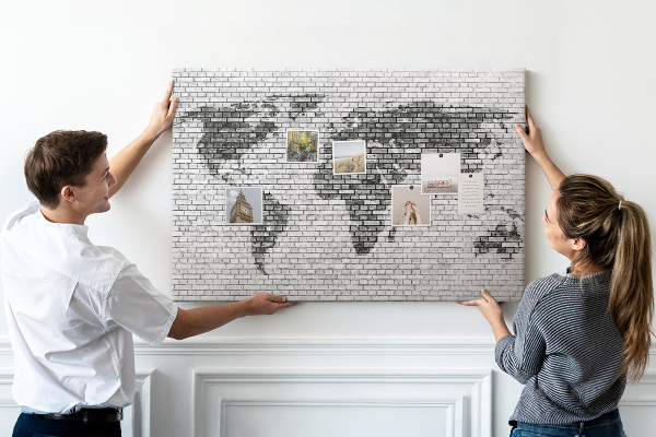 Cork board Brick Wall World Map