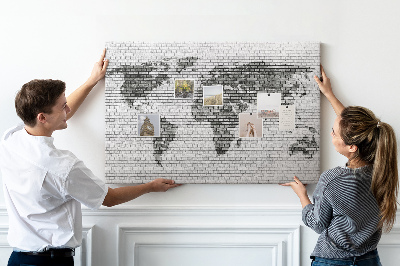 Cork board Brick Wall World Map