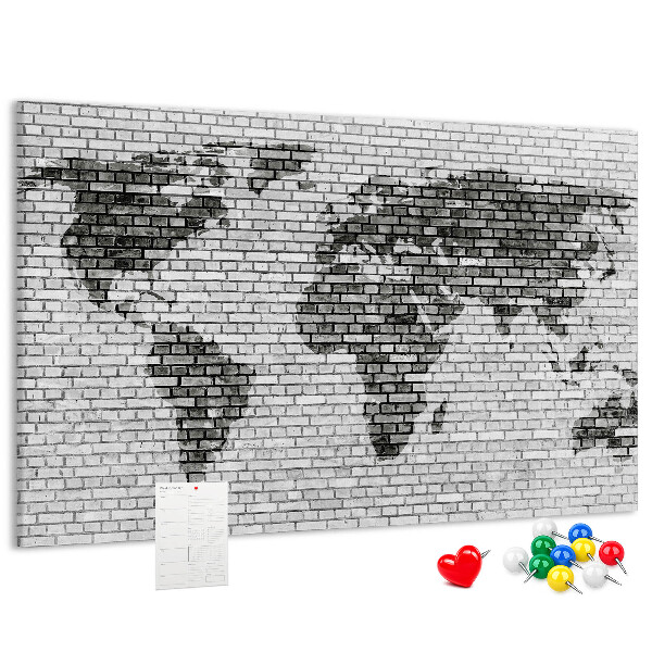 Cork board Brick Wall World Map