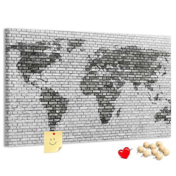 Cork board Brick Wall World Map