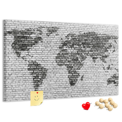 Cork board Brick Wall World Map