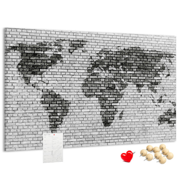 Cork board Brick Wall World Map