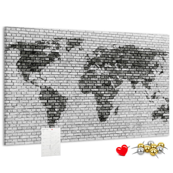 Cork board Brick Wall World Map