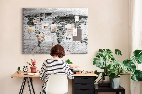 Cork board Brick Wall World Map