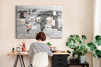Cork board Brick Wall World Map