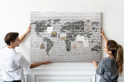 Cork board Brick Wall World Map
