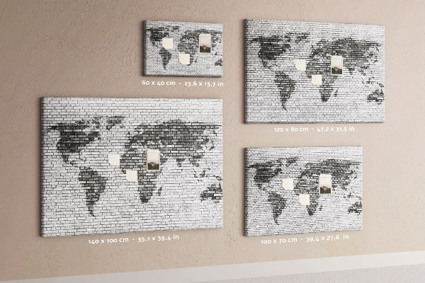 Cork board Brick Wall World Map