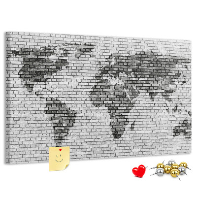 Cork board Brick Wall World Map
