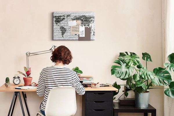 Cork board Brick Wall World Map