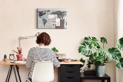 Cork board Brick Wall World Map