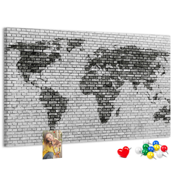 Cork board Brick Wall World Map