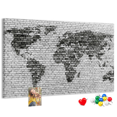 Cork board Brick Wall World Map