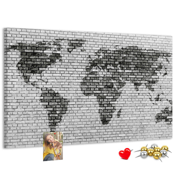 Cork board Brick Wall World Map