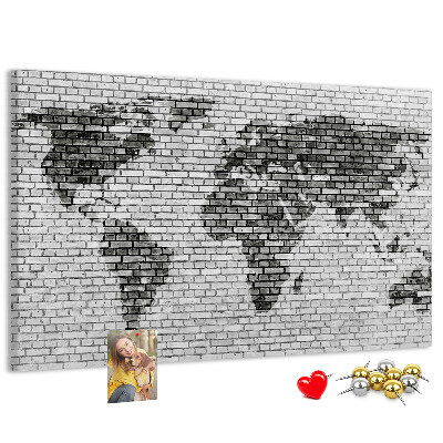 Cork board Brick Wall World Map