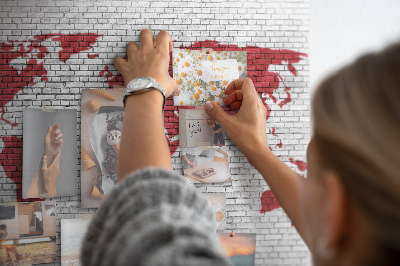 Cork display board Brick Wall World Map