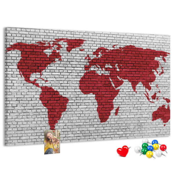 Cork display board Brick Wall World Map