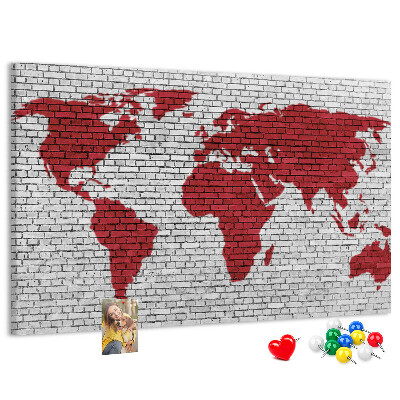 Cork display board Brick Wall World Map