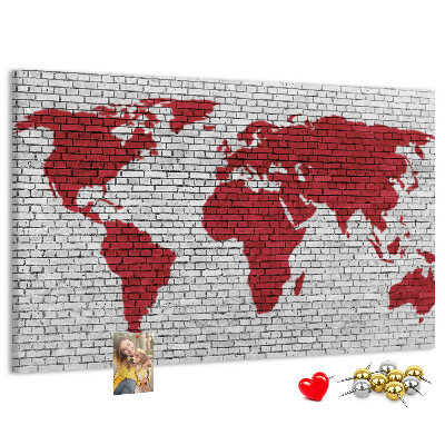 Cork display board Brick Wall World Map