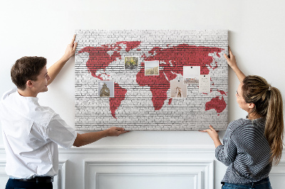 Cork display board Brick Wall World Map