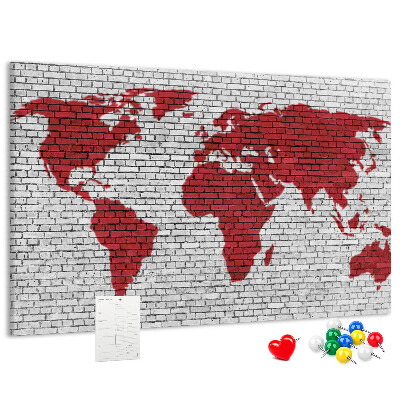 Cork display board Brick Wall World Map