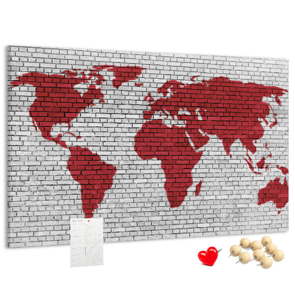 Cork display board Brick Wall World Map