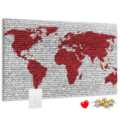 Cork display board Brick Wall World Map