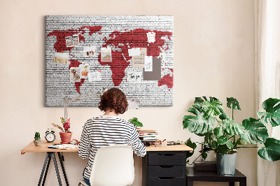 Cork display board Brick Wall World Map