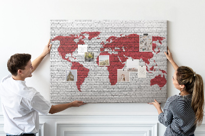 Cork display board Brick Wall World Map