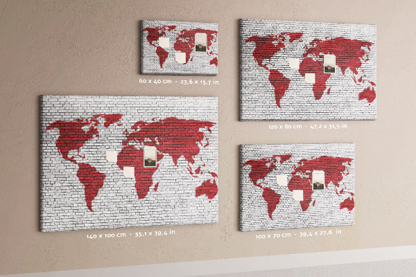Cork display board Brick Wall World Map