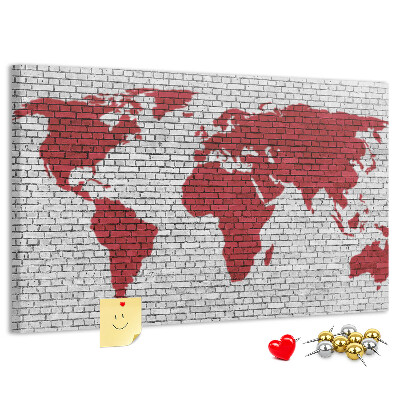 Cork display board Brick Wall World Map