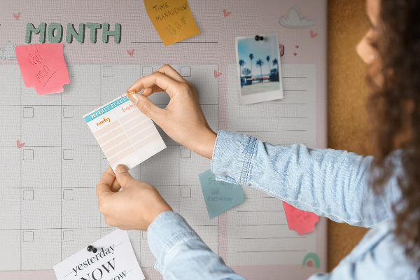 Cork memo board Monthly planner for kids