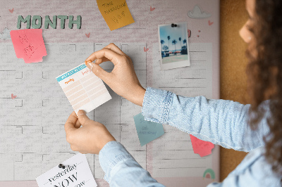 Cork memo board Monthly planner for kids