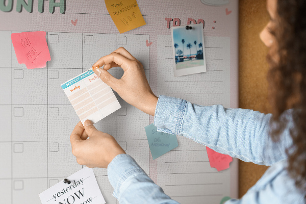 Cork memo board Monthly planner for kids