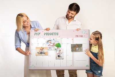 Cork memo board Monthly planner for kids