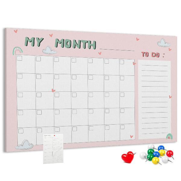 Cork memo board Monthly planner for kids
