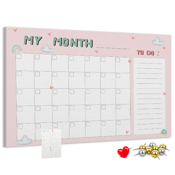 Cork memo board Monthly planner for kids
