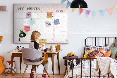 Cork memo board Monthly planner for kids