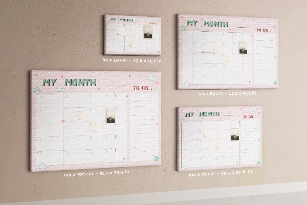 Cork memo board Monthly planner for kids
