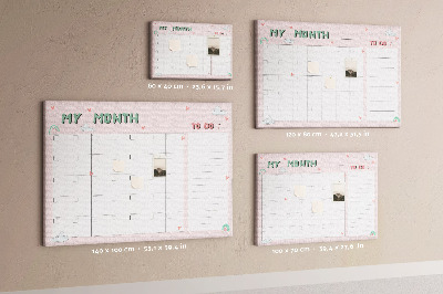 Cork memo board Monthly planner for kids