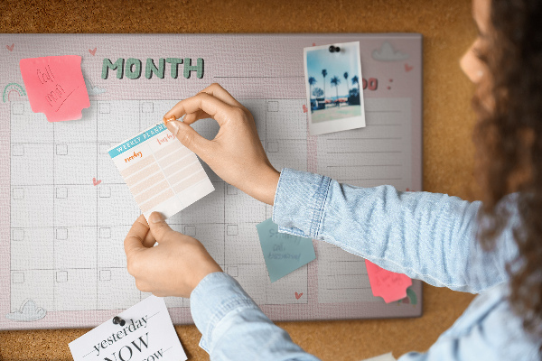 Cork memo board Monthly planner for kids