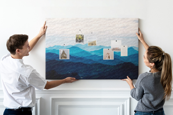 Cork display board Watercolor mountains