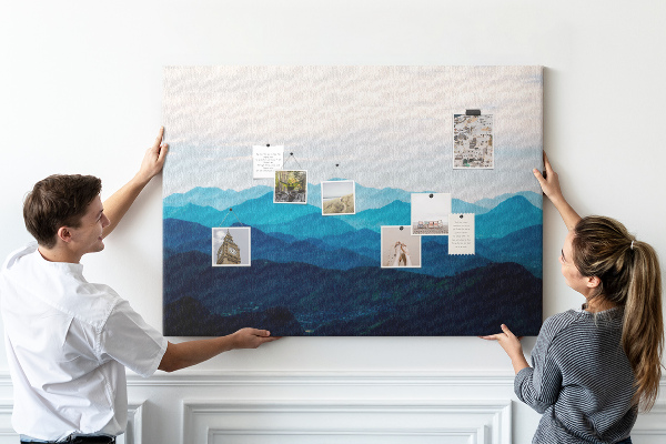 Cork display board Watercolor mountains
